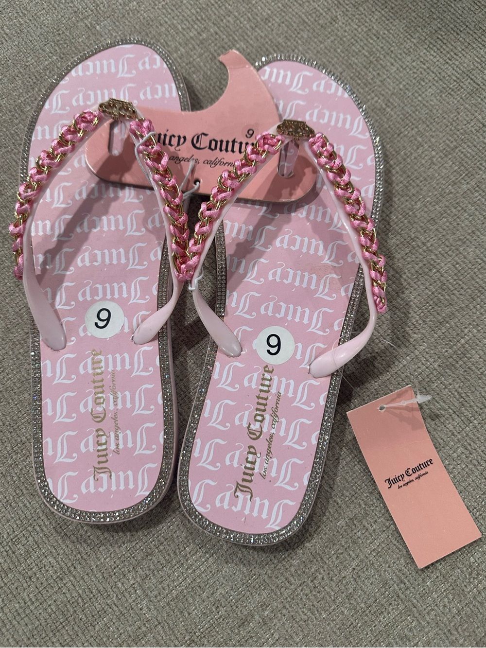 Juicy Couture Pink Rhinestone Sandals Womens Size 9 New - Picture 3 of 7